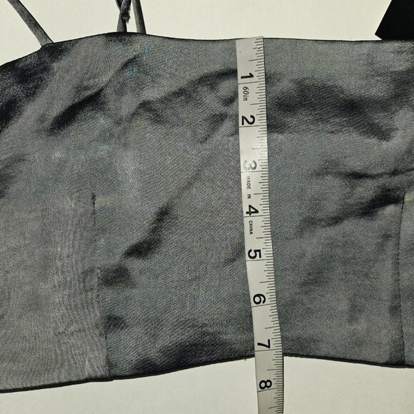 NEW Forever 21 F21 Bustier Crop Top Mini Skirt 2pc Set Gunmetal Gray Size Medium - Picture 11 of 16